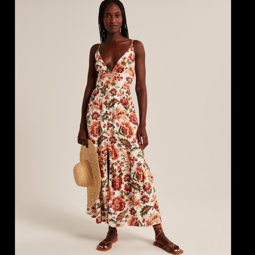 Abercrombie & Fitch Floral maxi dress SZ S luxury vacation old money bohemian
